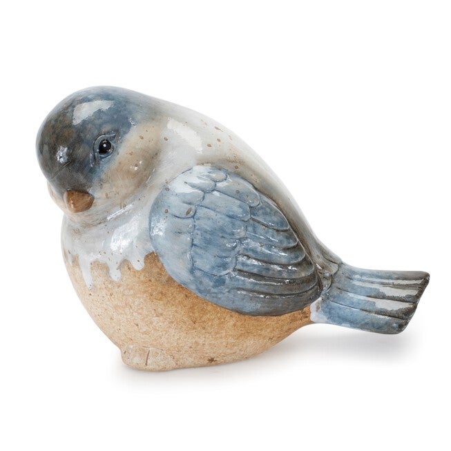Ceramic Bird Figurines with Unglazed Accents (Set of 3), BLUE BEIGE, alternate image number null