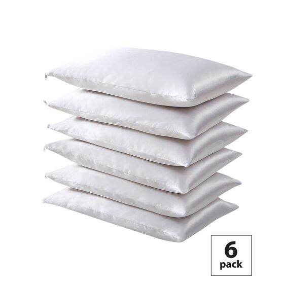 Fresh Ideas Satin Hair Keeper 6-Pack Pillow Protector Set, WHITE, hi-res image number null