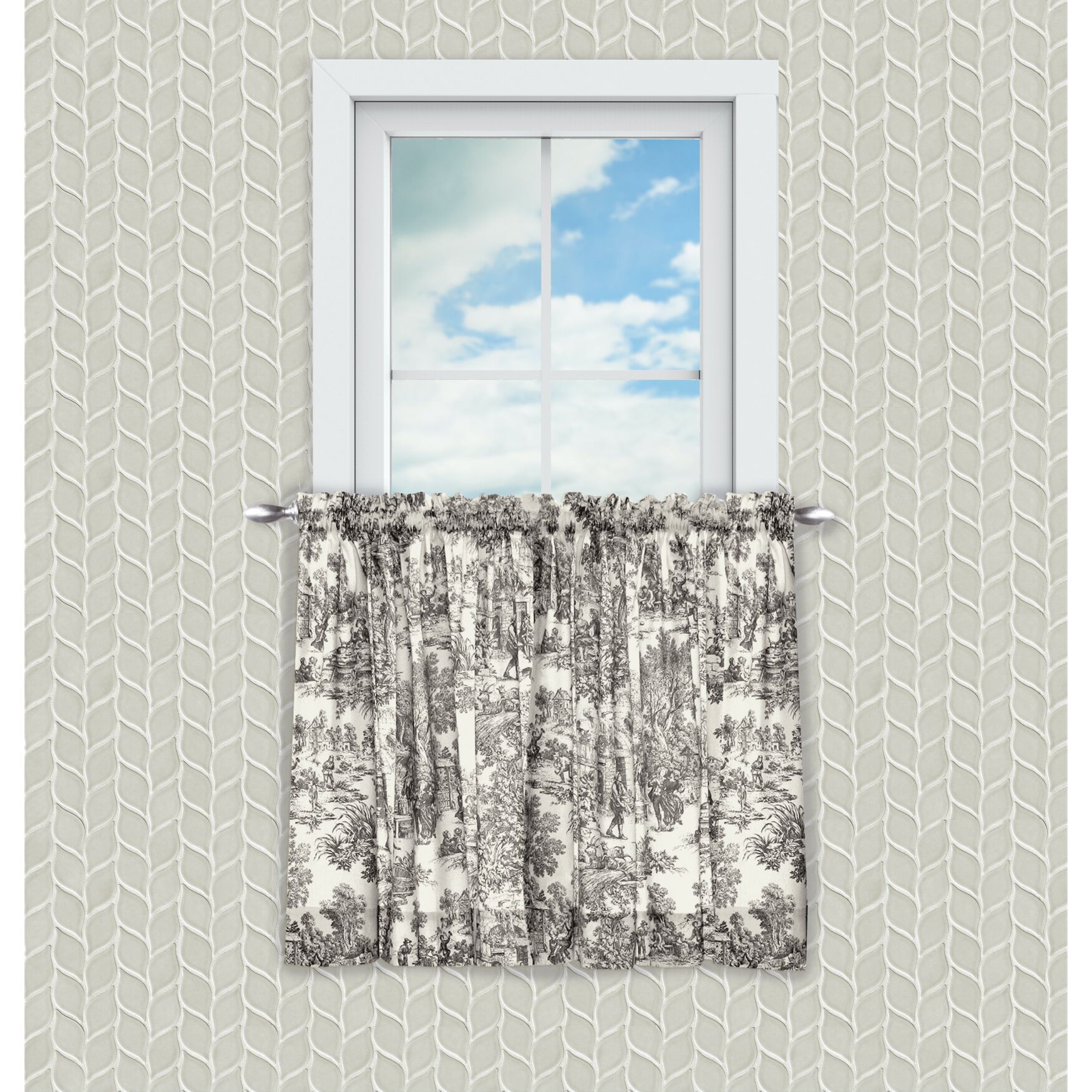 Victoria Park Tailored Tier Curtain Pair, BLACK, hi-res image number 0