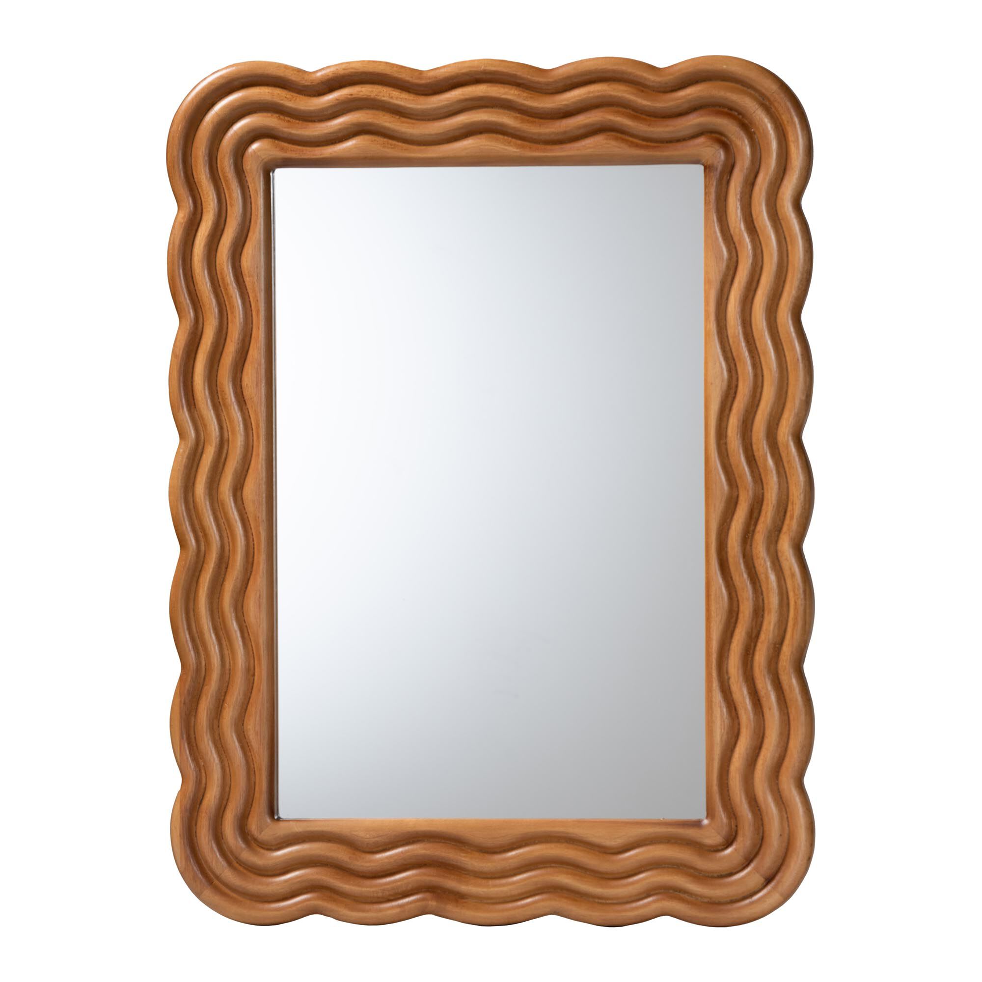 Acantha Modern Walnut Brown Scallop-framed Accent Mirror, BROWN, alternate image number 1