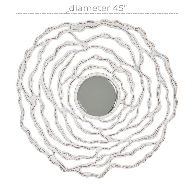 White Coastal Wood Wall Mirror, , alternate image number 4