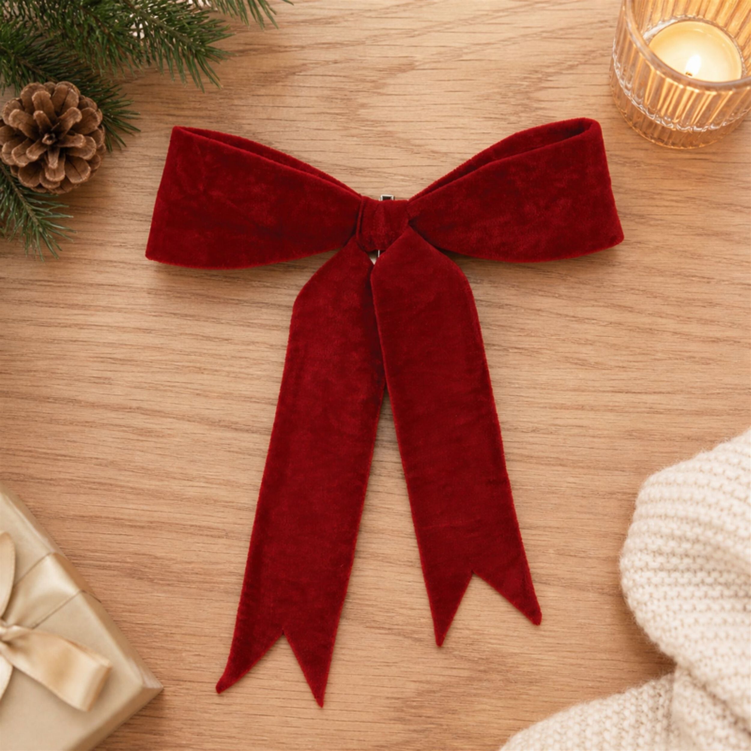Red Wired Holiday Bow (Set of 2), RED, alternate image number 2