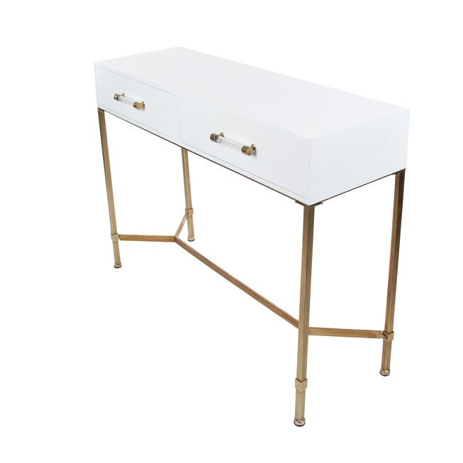 White Glam Metal Console Table, 31 x 47, , alternate image number 4
