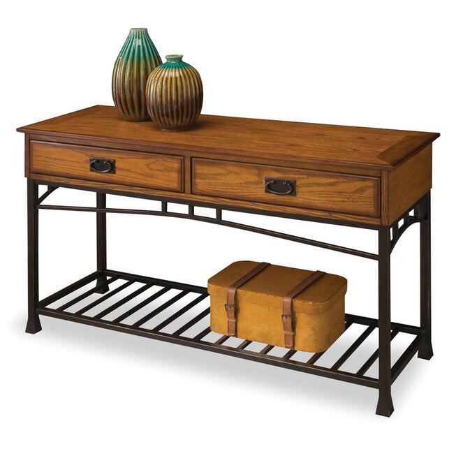 Modern Craftsman Distressed Oak Sofa Table , DISTRESSED OAK, hi-res image number 0