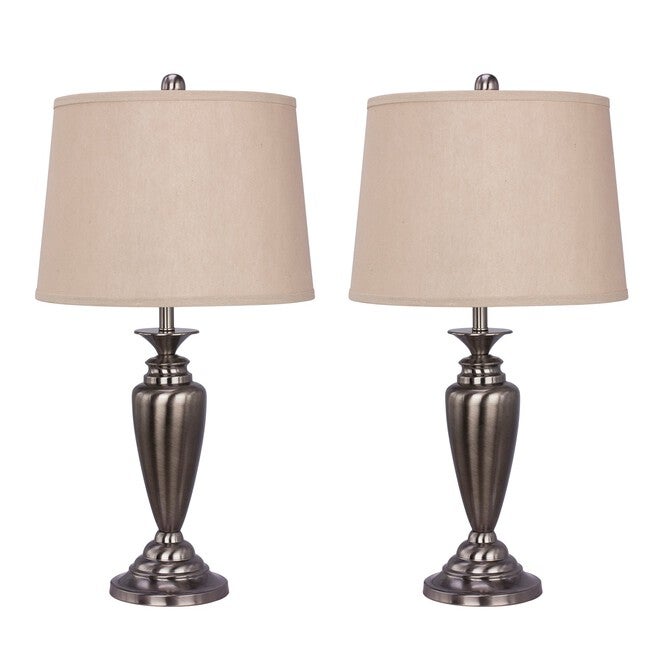 Plated Brushed Black Nickel Metal 26.5 inches Table Lamp, Set 2, NICKEL, hi-res image number 0