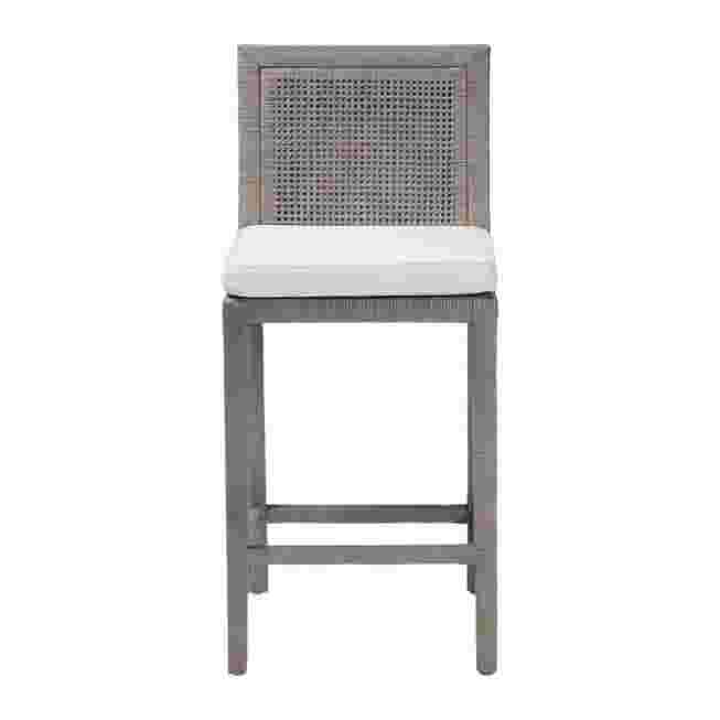 Sofia Natural Rattan Counter Stool with white cushion