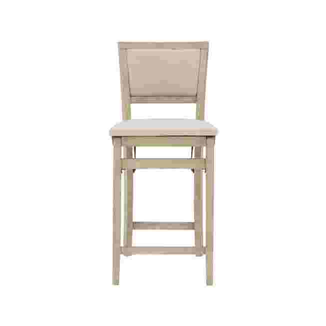 Front view of the grey wash folding counter stool