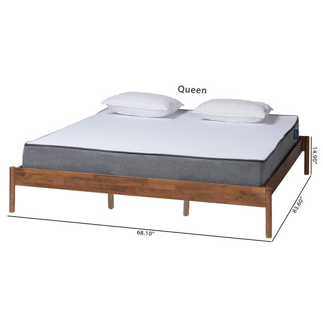 Agatis Mid-Century Modern Ash Walnut Finished Wood Bed Frame, , alternate image number null