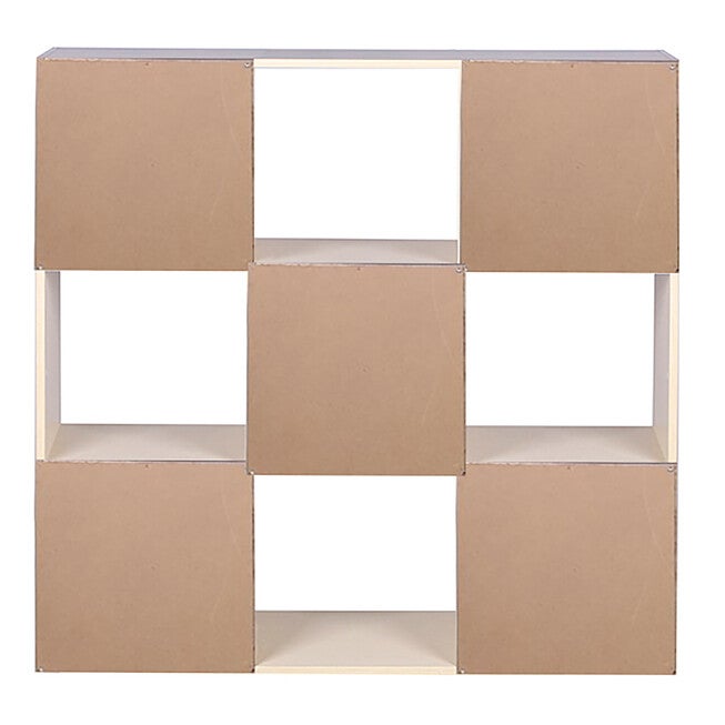 Home Basics Open and Enclosed 9 Cube MDF Storage Organizer Oak, , alternate image number null