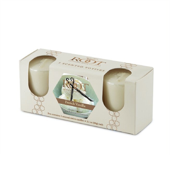 French Vanilla Scented Votive Candle, Set 3, IVORY, hi-res image number null