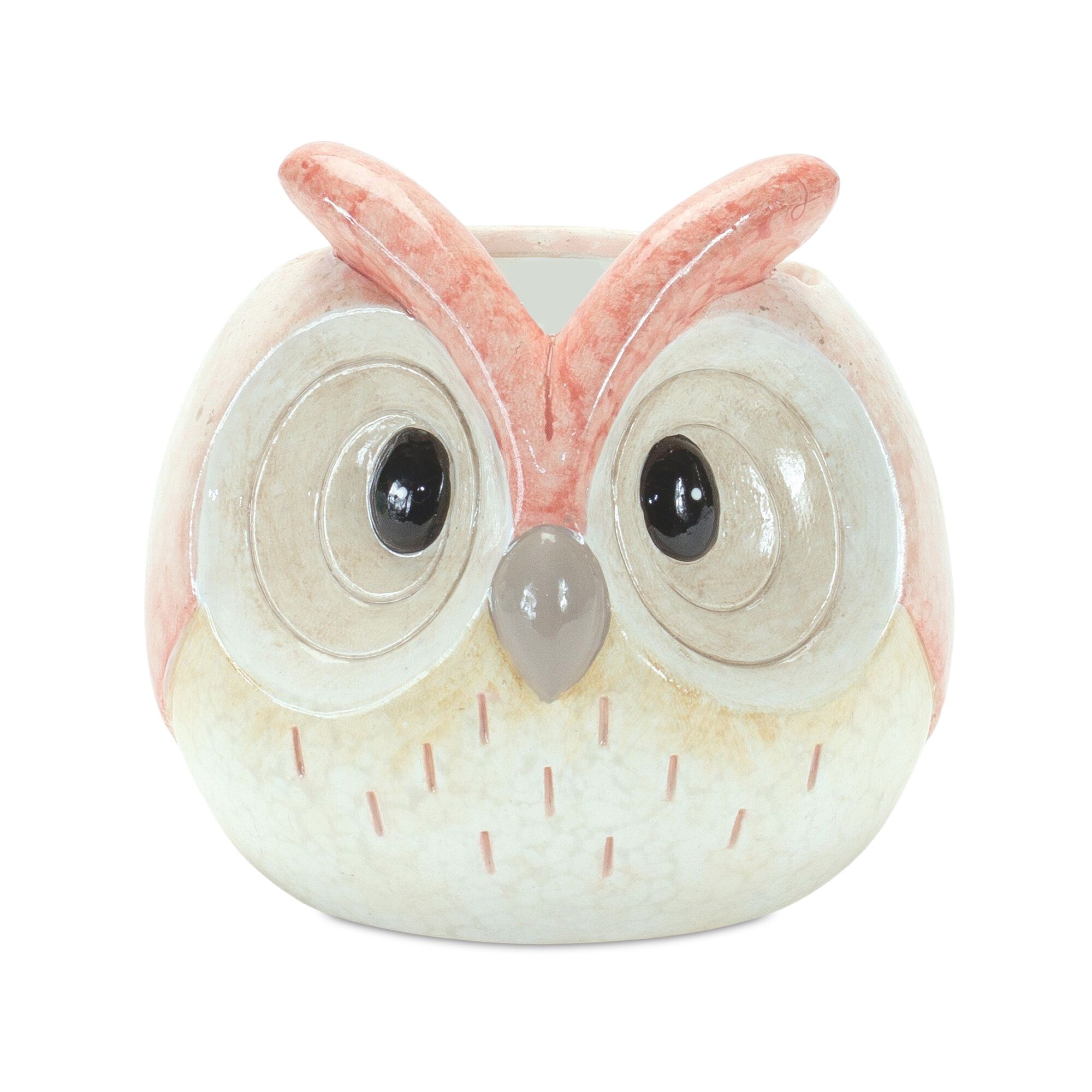 Whimsical Pastel Terra Cotta Owl Figurine (Set of 12), BLUE PINK GREY, alternate image number 1