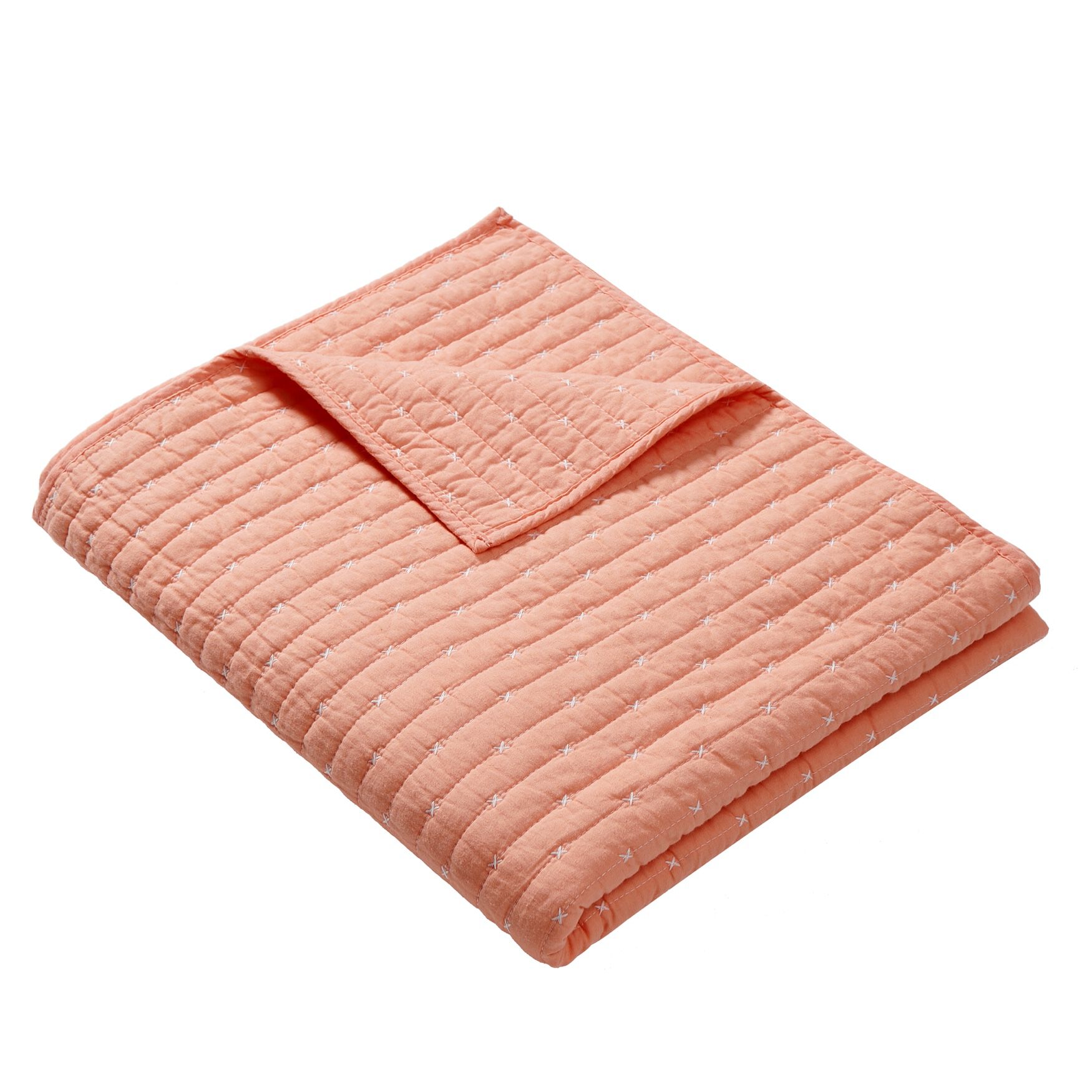 Monterrey Solid Textured Quilted Throw Blanket, Coral, , alternate image number 5