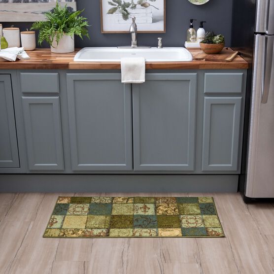 Floral Tile Blue Spa 1' 8" X 3' 9", , alternate image number null