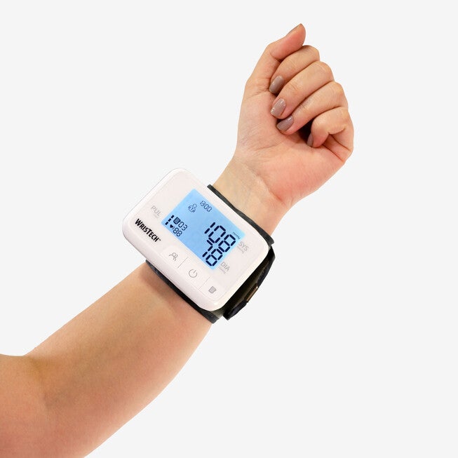 Talking Color Coded Wrist Blood Pressure Monitor, GRAY WHITE, hi-res image number null