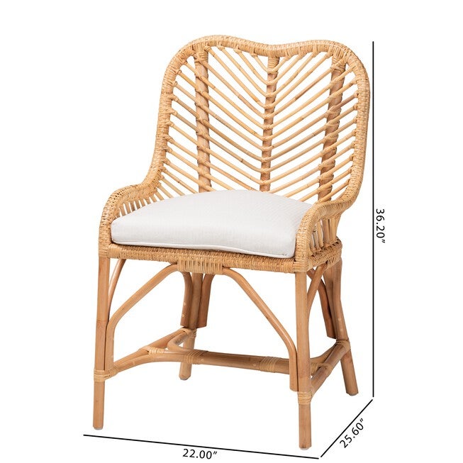Arween Modern Bohemian Natural Brown Rattan Dining Chair, , alternate image number 9