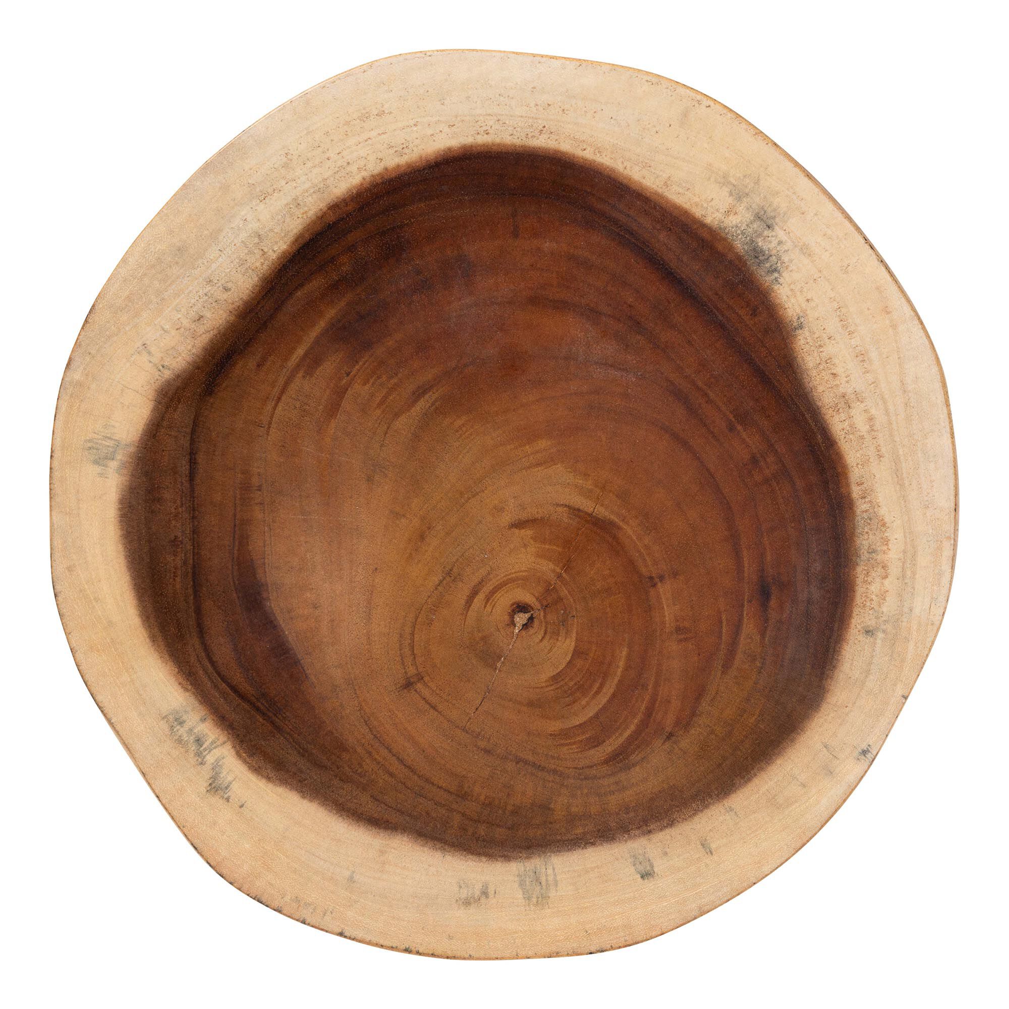 Jia Suar Wood End Table - Handcrafted Side Table with Live Edge Round Top and Tapered Legs, BROWN, alternate image number 4