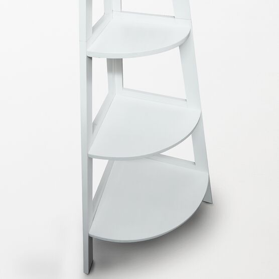 5-Shelf Corner Ladder Bookcase - White, , alternate image number null
