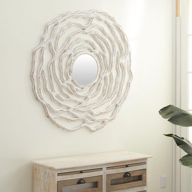 White Coastal Wood Wall Mirror, , alternate image number 5
