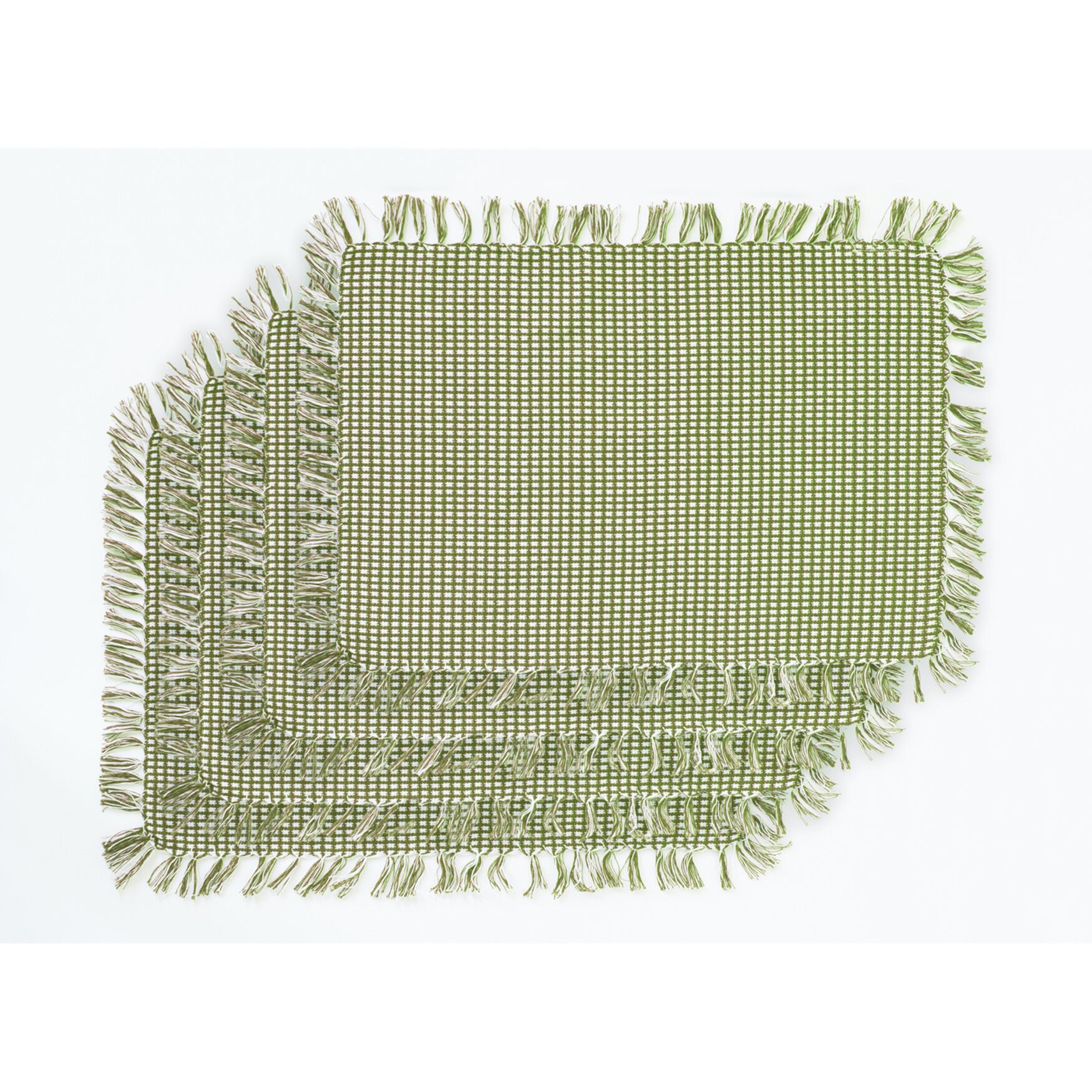 HOMESPUN FRINGED Placemats 4 PK13X19, SAGE, hi-res image number 0