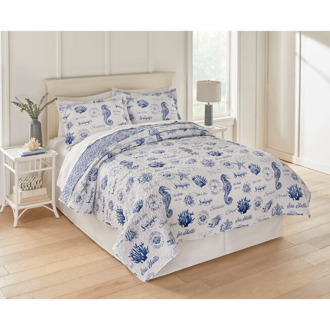 3-PC Marina Coastal Coverlet Set, BLUE, hi-res image number 0