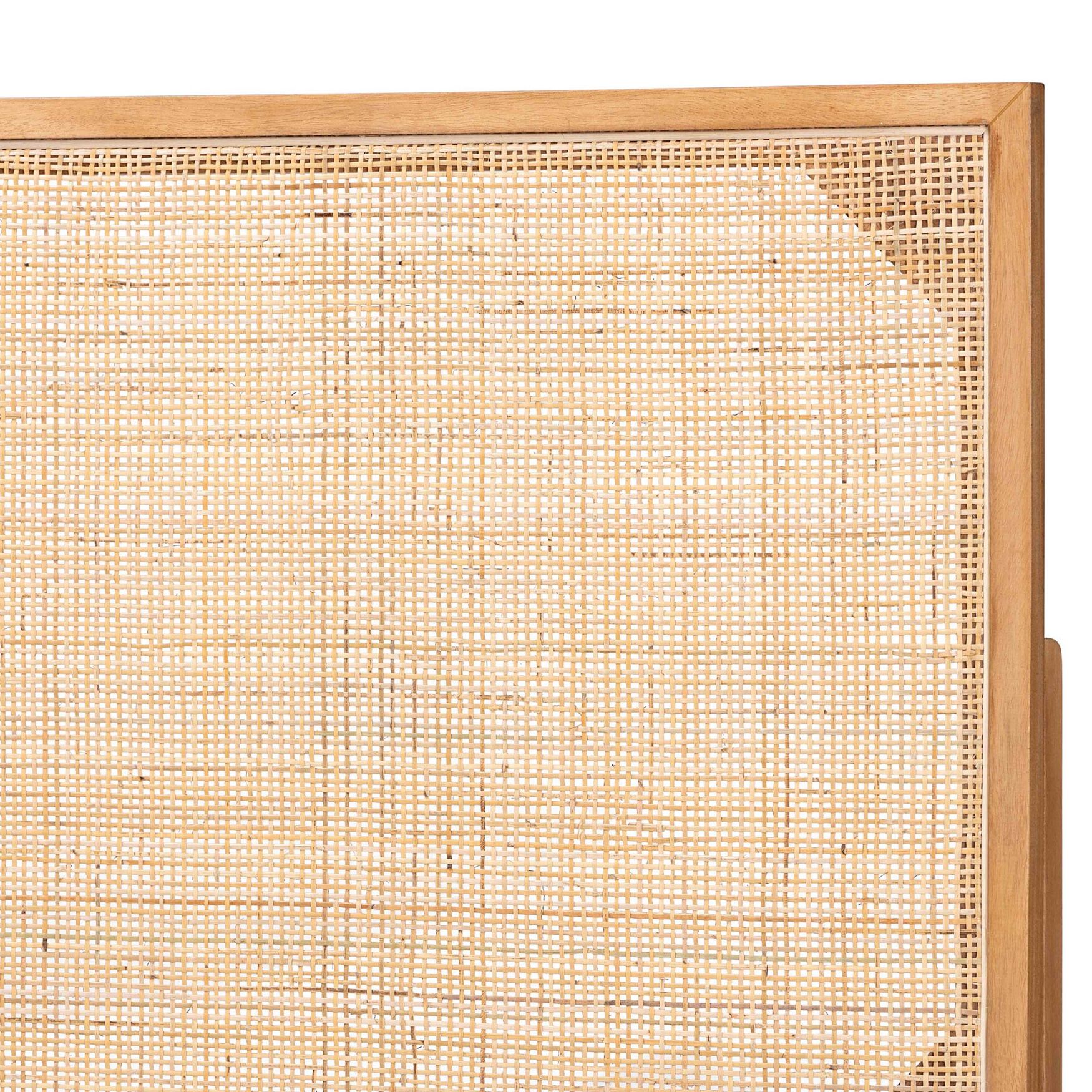 Aurelia Modern Bohemian Natural Brown Finished Bayur Wood and Rattan Queen Size Headboard, , alternate image number 8