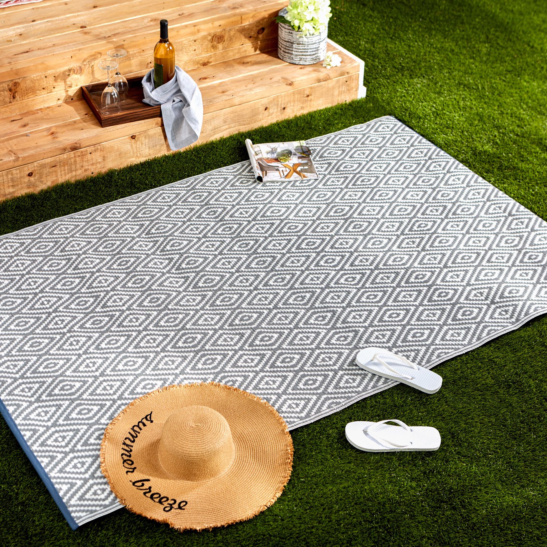 Rust Diamond Outdoor Rug 4X6 Ft Floor Coverings, , alternate image number 4