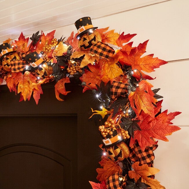 6' Pre-Lit Jack-O-Lantern Garland, , alternate image number 1