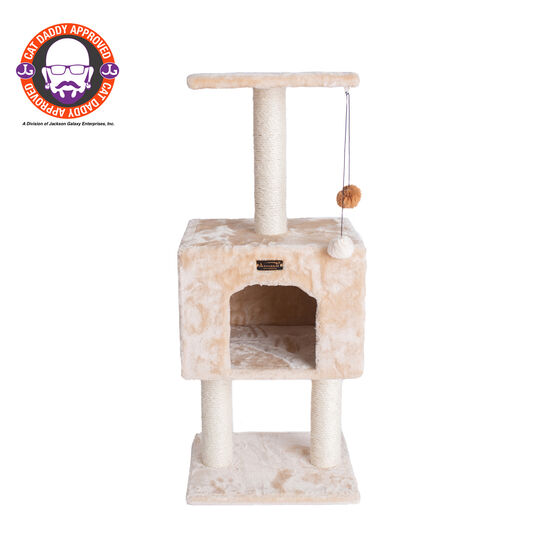 Real Wood 42" Cat Tree With Condo And Scratch Post, BEIGE, hi-res image number null
