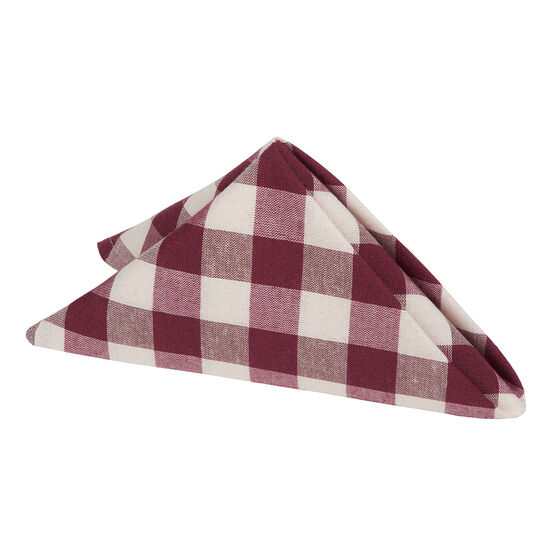 Buffalo Check Dinner Table Napkins Set of Four, BURGUNDY, hi-res image number null