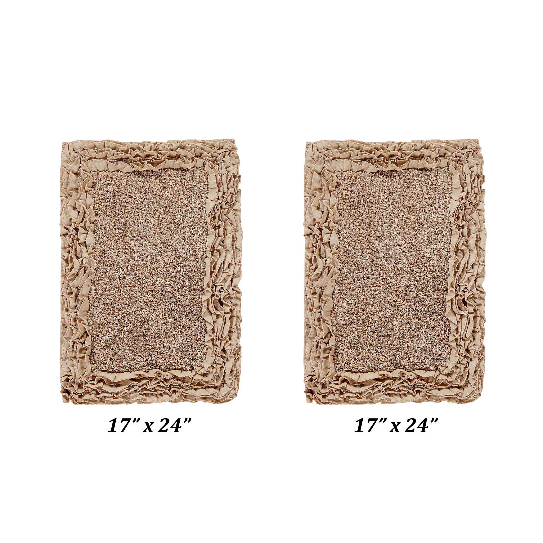 Shaggy Border Bath Rug Mat, 2 Pc Set, (17 inches X 24 inches | 17 inches X 24 inches), BEIGE, hi-res image number 0