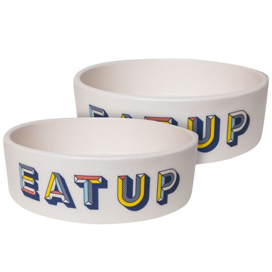 Set Of Two Retro Large Pet Dog Bowls, ASSORTED, hi-res image number null