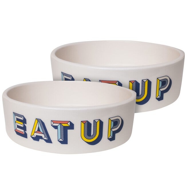 Set Of Two Retro Large Pet Dog Bowls, ASSORTED, hi-res image number 0