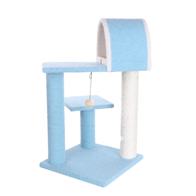 Real Wood 29 inches Cat Tree With Scratcher And Tunnel, , alternate image number null
