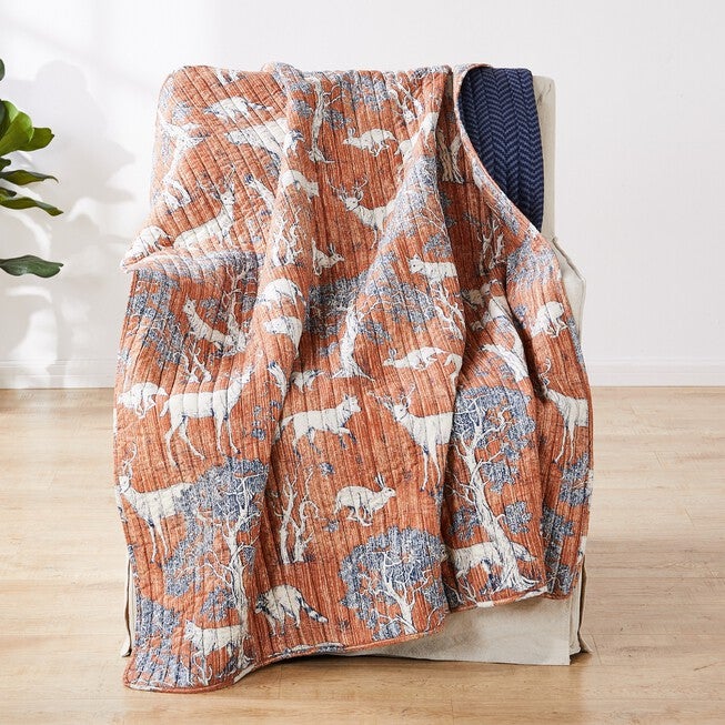 Menagerie Saffron Throw Blanket, SAFFRON, hi-res image number 0