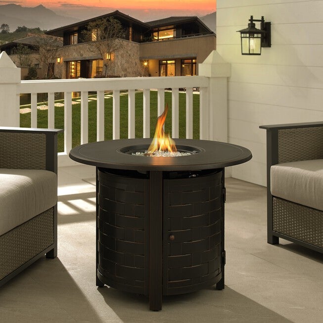 Dylan 34 inches Round Aluminum LPG Fire Pit, , on-hover image number null