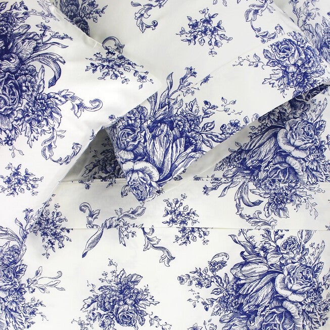 Toile Cotton Sheet Set, Navy, NAVY, hi-res image number null