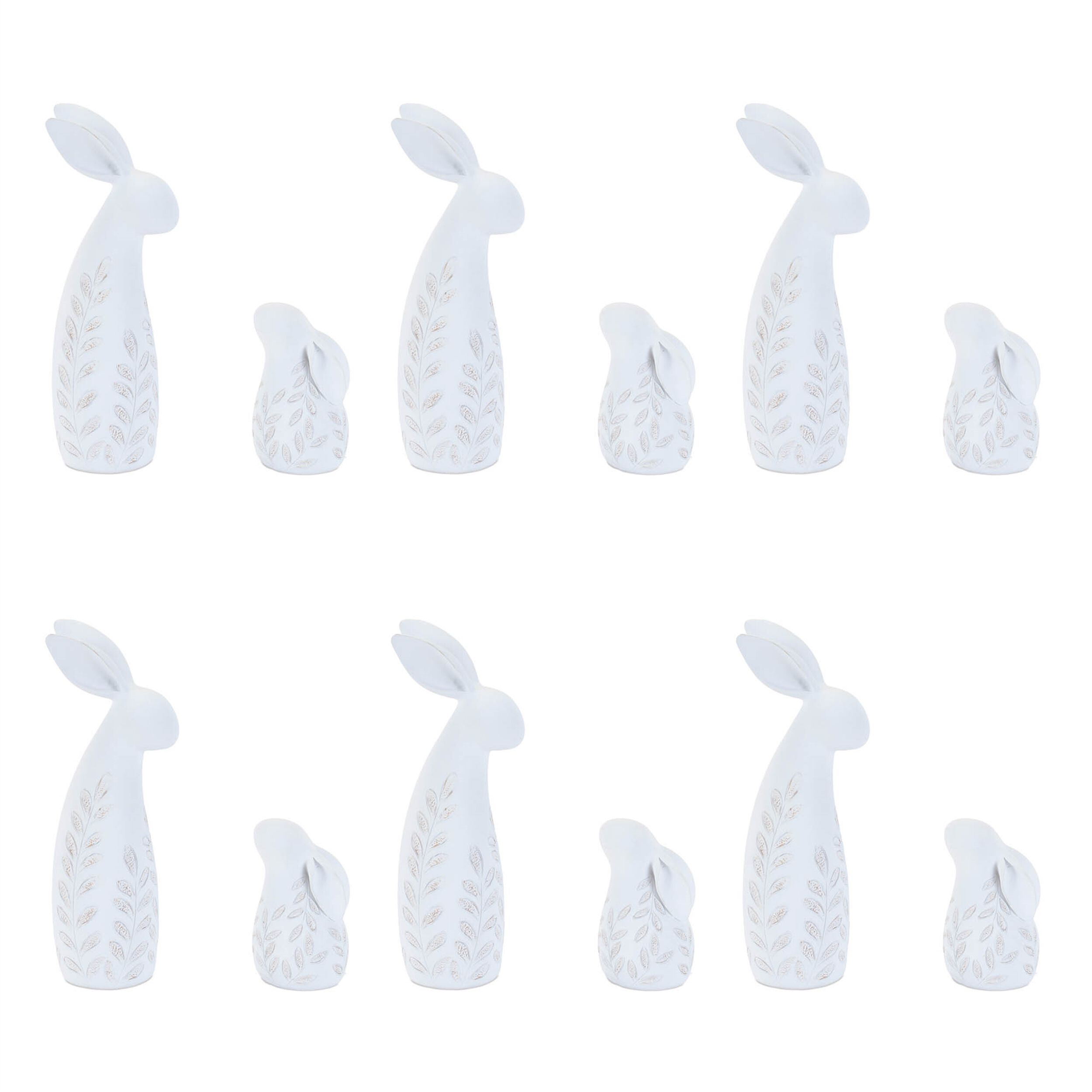 Etched Bunny Figurine Set of 12, WHITE, alternate image number 3
