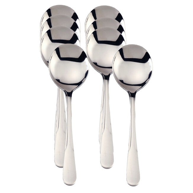 Soup Spoons Boxed Stainles Steel, Set 8, GRAY, hi-res image number 0