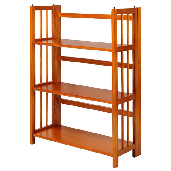 3-Shelf Folding Stackable Bookcase 27.5" Wide-Honey Oak, , alternate image number null