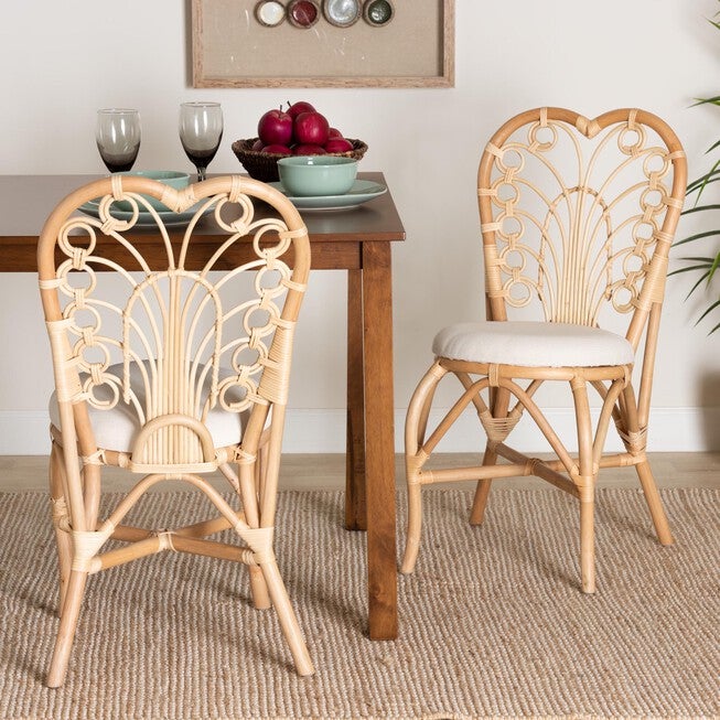 Jerica Modern Bohemian Natural Brown Rattan Dining Chair, , alternate image number null