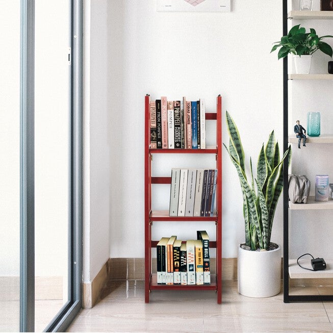 3-Shelf Folding Bookcase 14 inches Wide-Mahogany, , alternate image number 7