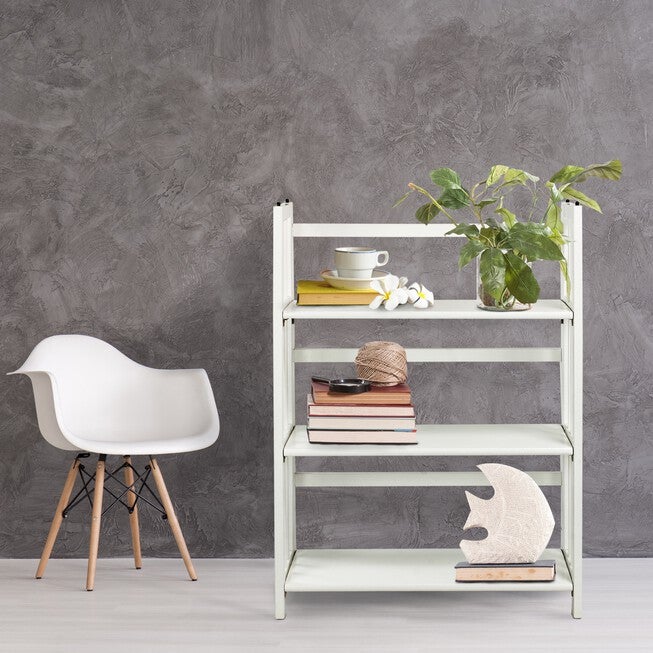 3-Shelf Folding Stackable Bookcase 27.5 inches Wide-White, , alternate image number null