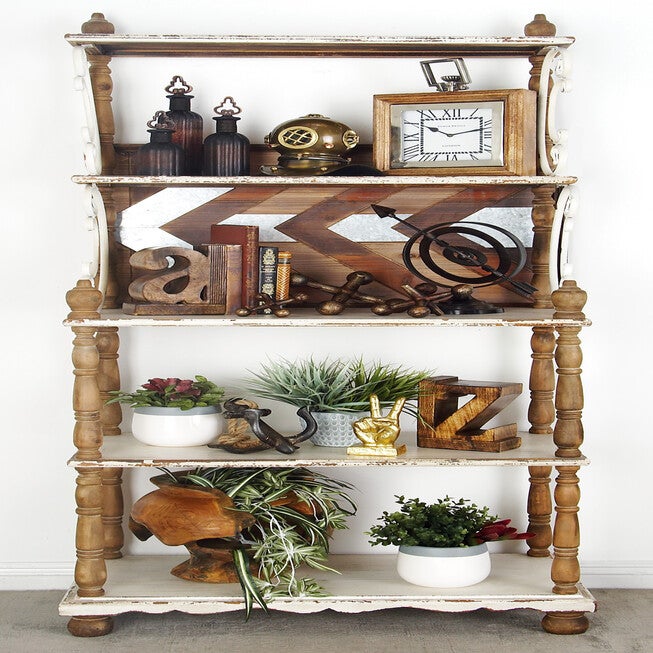 White Wood Farmhouse Shelving Unit, 75 inches x 32 inches x 16 inches, , alternate image number null