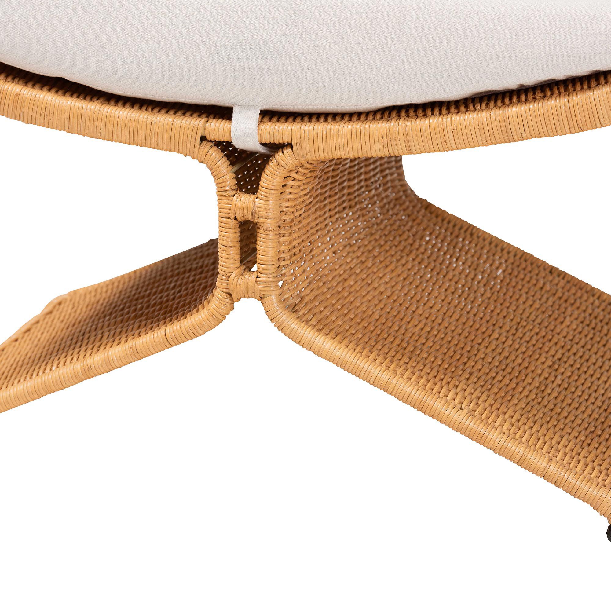Reya Natural Rattan Footstool, HONEY, alternate image number 4