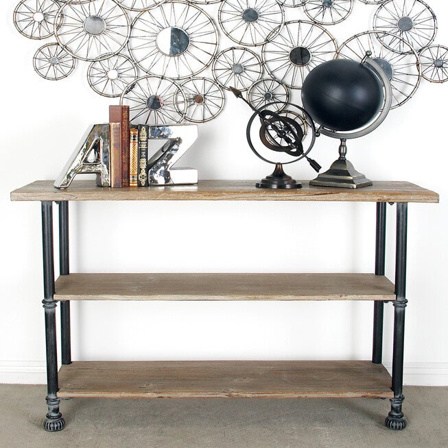 Brown Industrial Wood Console Table, 32 x 48, , alternate image number null