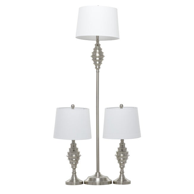 Set Of 3 Silver Coastal Table Lamp, SILVER, hi-res image number 0