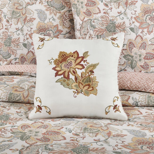 Janessa 18 Inch Square Decorative Throw Pillow, SPICE, alternate image number 1