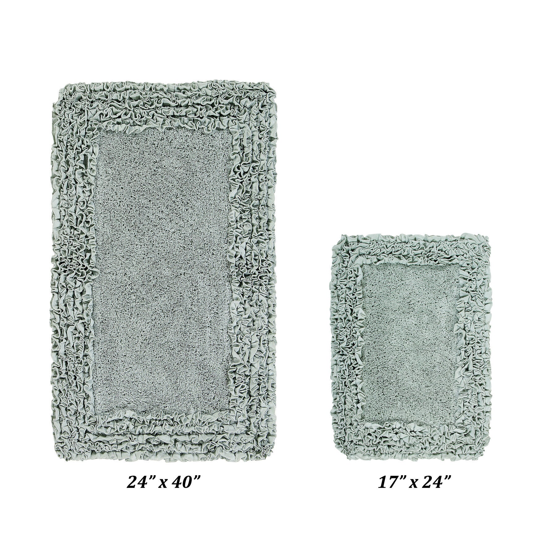 Shaggy Border Bath Rug Mat Set - Absorbent & Soft, Blue | King Size