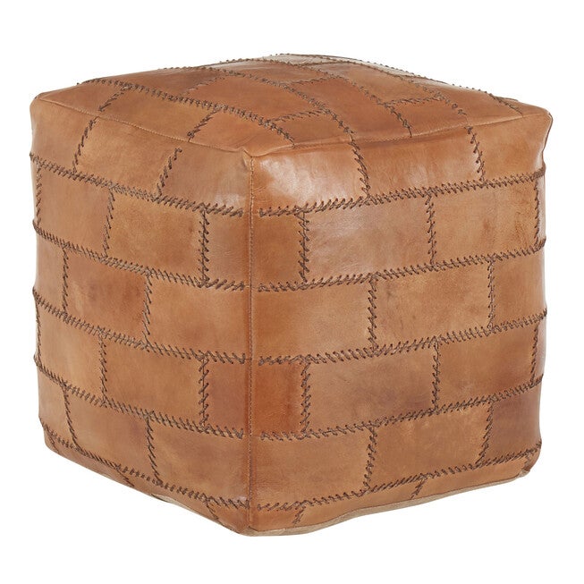 Cobbler Industrial Pouf/Ottoman, BROWN, hi-res image number 0