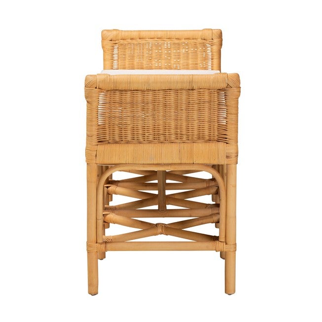 Nairi Modern Bohemian Natural Brown Rattan Bench, , alternate image number 2